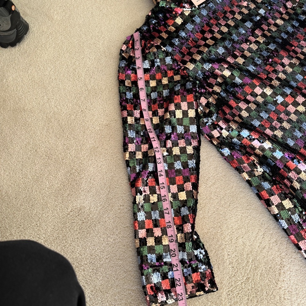 NEW Buru Mod Colorful Sequin Checkered Mini Dress L - Picture 11 of 11